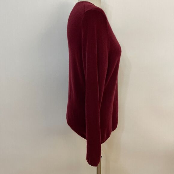Prive Sweater Large Maroon Wine Red 100% Cashmere - Picture 5 of 8